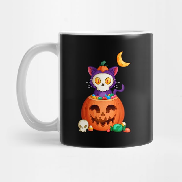 Halloween Cat Skull Cute halloween kitten for kids & adults by FunnyUSATees